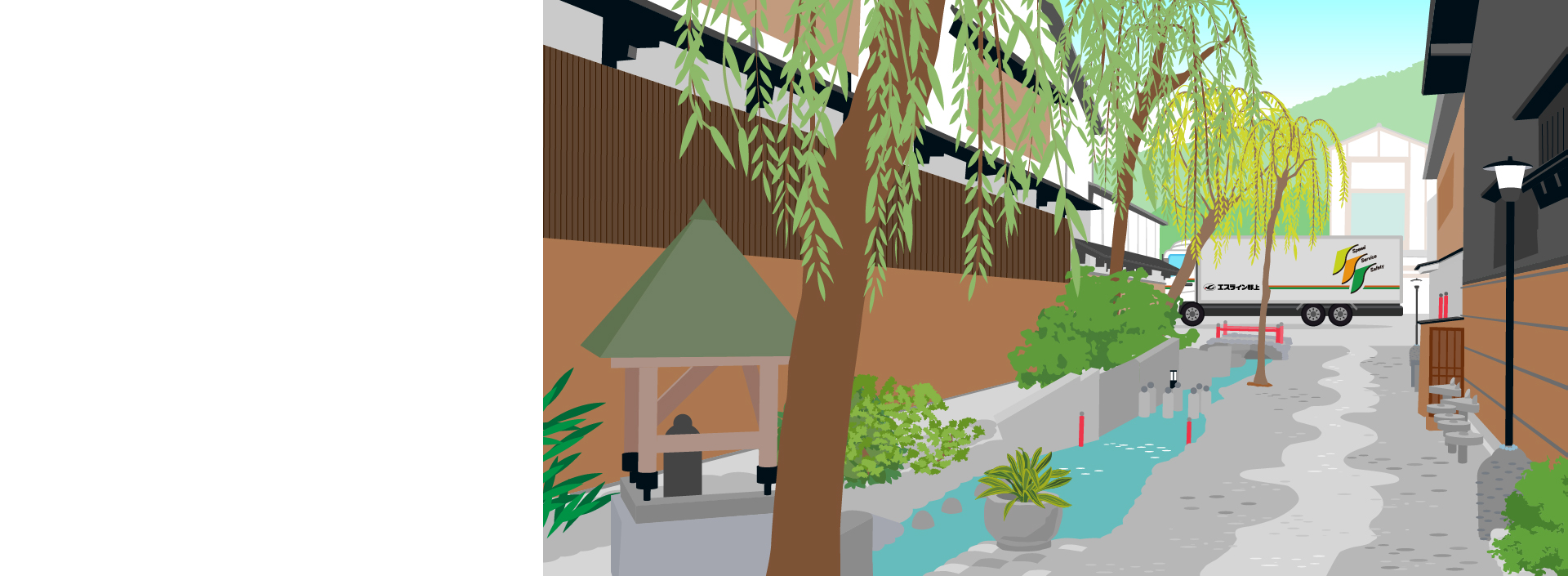 エスライン郡上の背景イラスト
